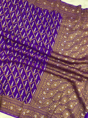 Khaddi Georgette Banarasi Saree -  Antique Roopa zari - The Handlooms