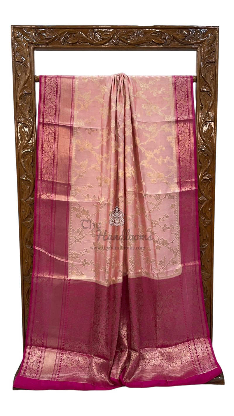 Pink Pure Mango Silk Banarasi Handloom Saree - The Handlooms
