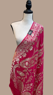 Pure Georgette Banarasi Bandhej Handloom Dupattta - The Handlooms