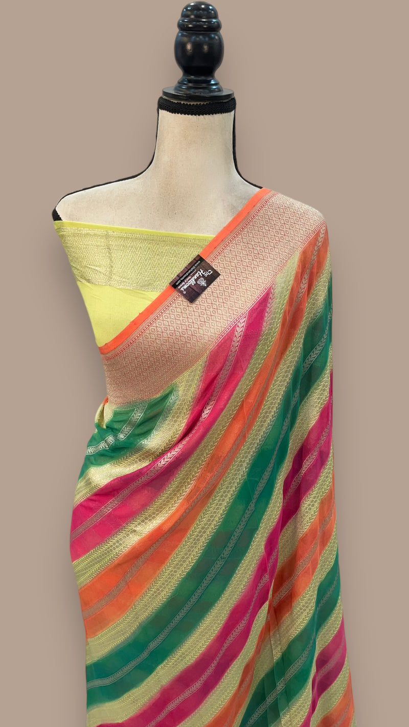 Khaddi Georgette Handloom Banarasi Saree - The Handlooms