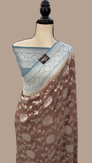 Khaddi Georgette Handloom Banarasi Saree - The Handlooms