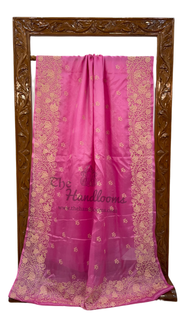 Tussar Silk Handloom Banarasi Saree With Chikankari - The Handlooms