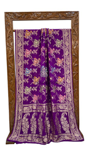 Khaddi Georgette Handloom Banarasi Saree - All over Jaal Work With Meenakari - The Handlooms