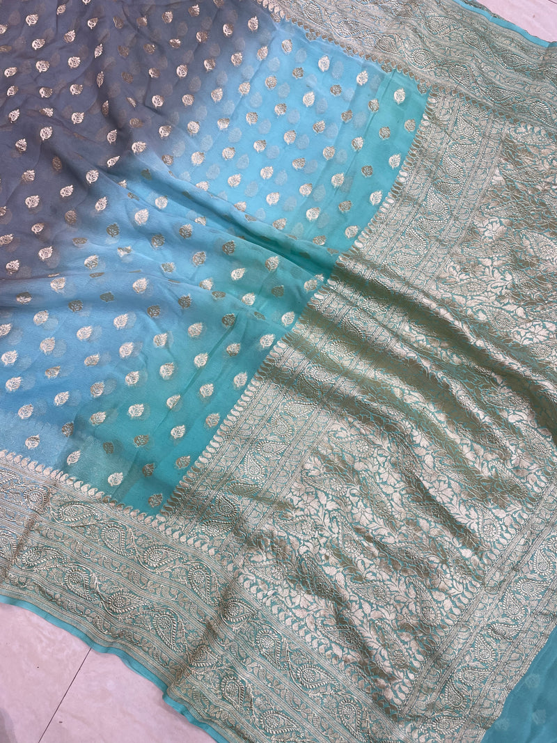Khaddi Georgette Handloom Banarasi Saree - The Handlooms