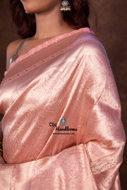 Regal Pure Katan Silk Banarasi Saree – Handwoven Tanchui Brocade - The Handlooms