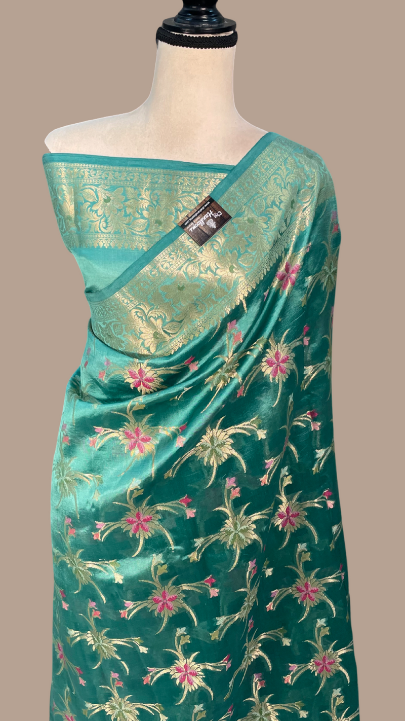 Pure Dupion Silk Banarasi Saree - Gold Zari - The Handlooms