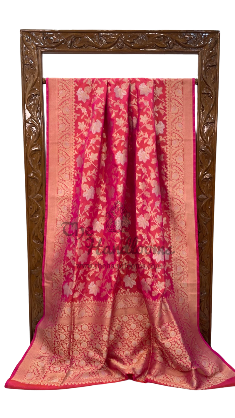 Pure Katan Silk Banarasi Handloom Saree - All Over Sona Roopa Jaal Work - The Handlooms