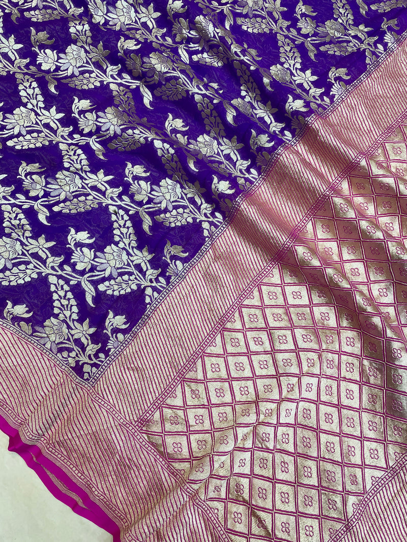 Khaddi Georgette Handloom Banarasi Saree - The Handlooms