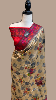 Pure Chiniya Silk Handloom Banarasi Saree Digital Print - The Handlooms