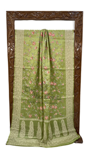 Tussar Silk Handloom Banarasi Saree With Chikankari - The Handlooms