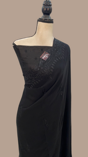 Pure Georgette Chikankari Handloom Banarasi Saree - The Handlooms