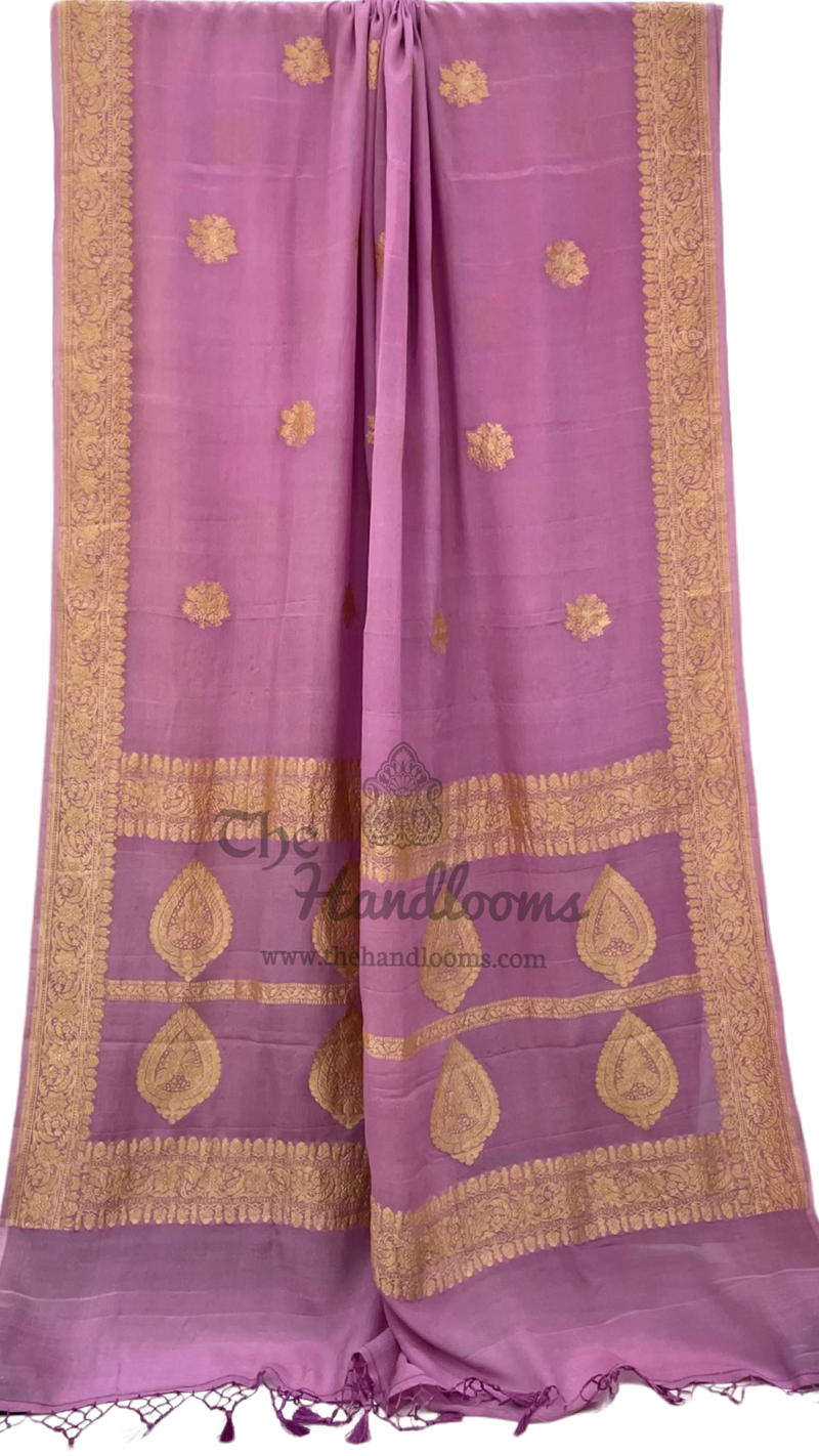 Pure Khaddi Georgette Banarasi Saree -  Gold zari - The Handlooms