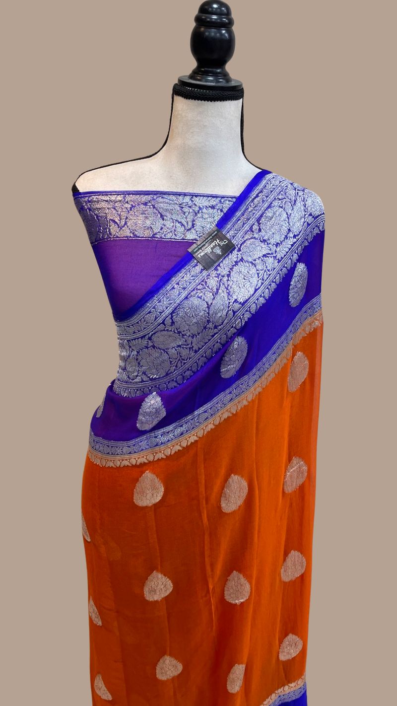 Pure Georgette Banarasi Handloom Saree - The Handlooms