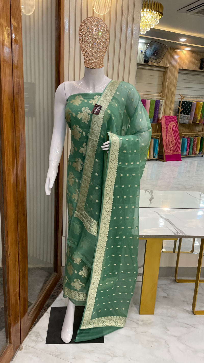 Khaddi Georgette Banarasi Dress material - The Handlooms