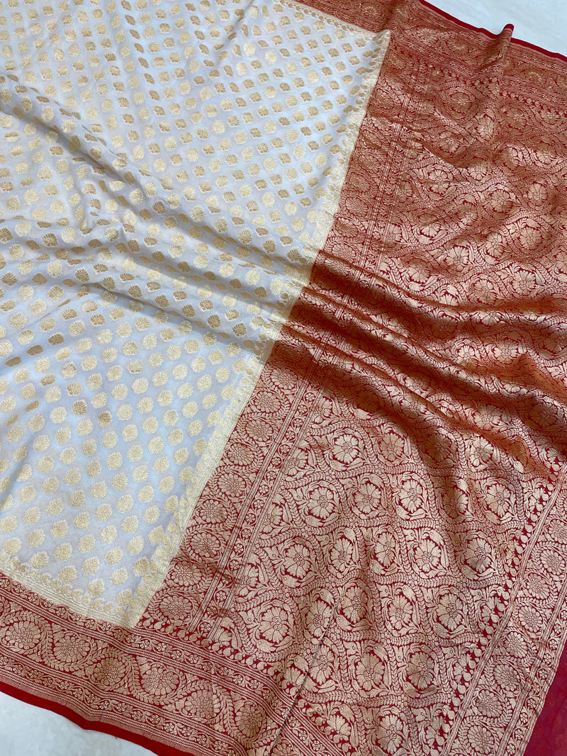 Khaddi Georgette Banarasi Saree - Gold zari - The Handlooms