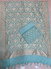 Pure Khaddi Georgette Banarasi Dress material - The Handlooms