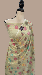 Pure Cotton Jamdani Handloom Banarasi Saree - The Handlooms