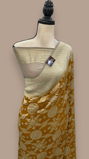 Pure Khaddi Georgette Handloom Banarasi Saree - Water zari - The Handlooms