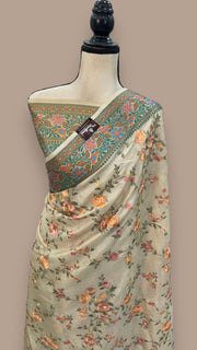 Tussar Silk Handloom Banarasi Saree With Chikankari - The Handlooms