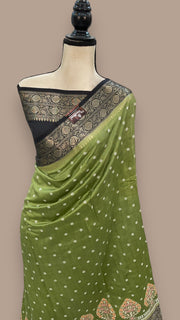 Pure Chiniya Silk Handloom Banarasi Saree with Chikankari - The Handlooms