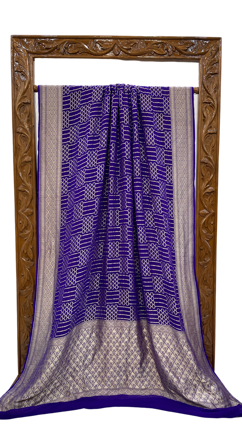Khaddi Georgette Handloom Banarasi Saree - The Handlooms