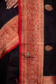 Black Pure Kora Handloom Banarasi Saree - The Handlooms