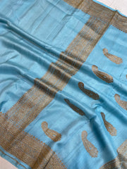 Tussar Georgette Handloom Banarasi Saree - Antique Zari - The Handlooms