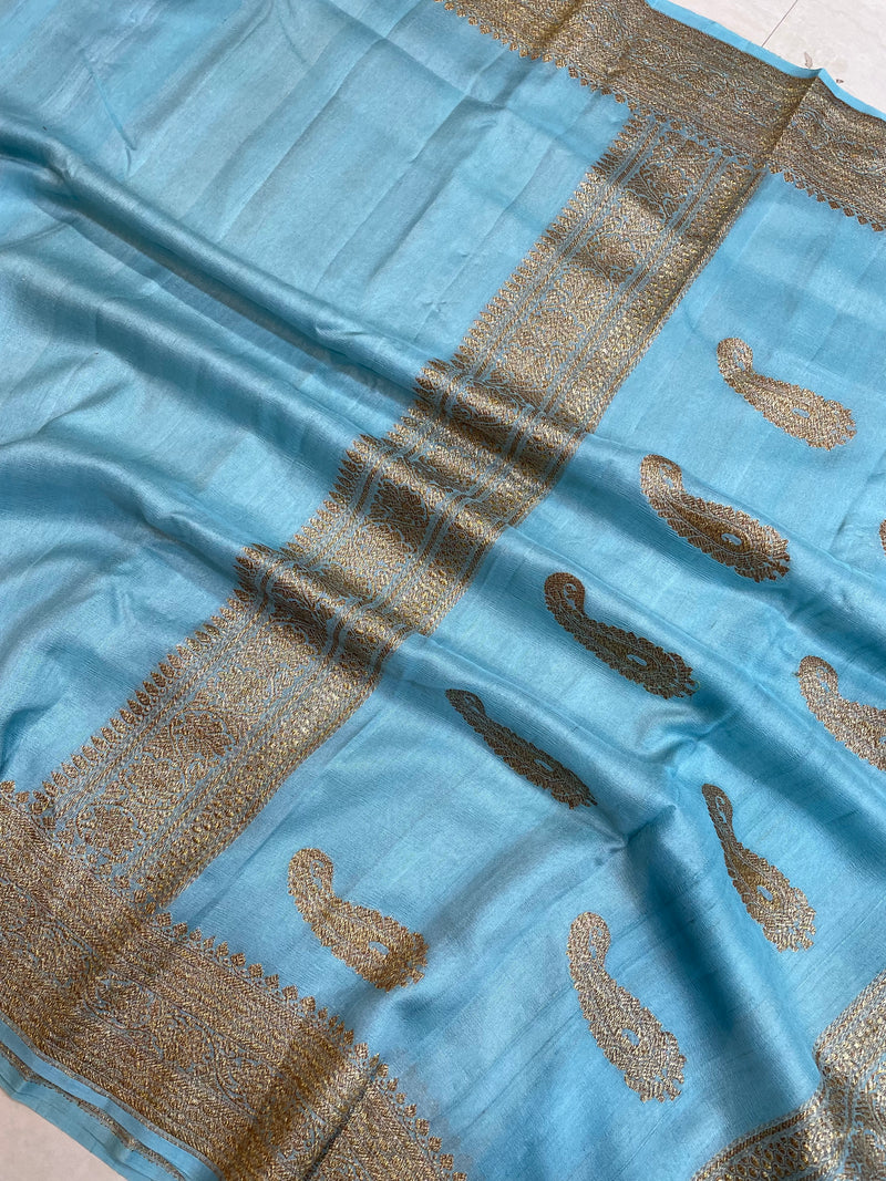 Tussar Georgette Handloom Banarasi Saree - Antique Zari - The Handlooms