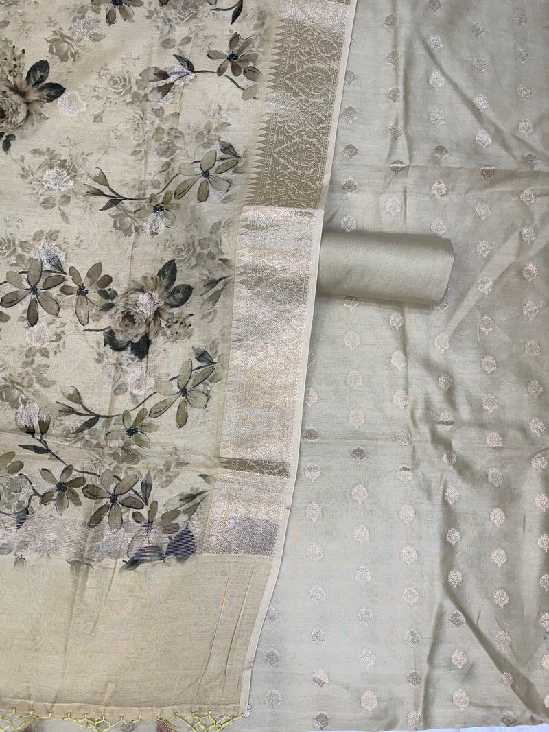 Pure Cotton Banarasi Dress material with digital Print - The Handlooms