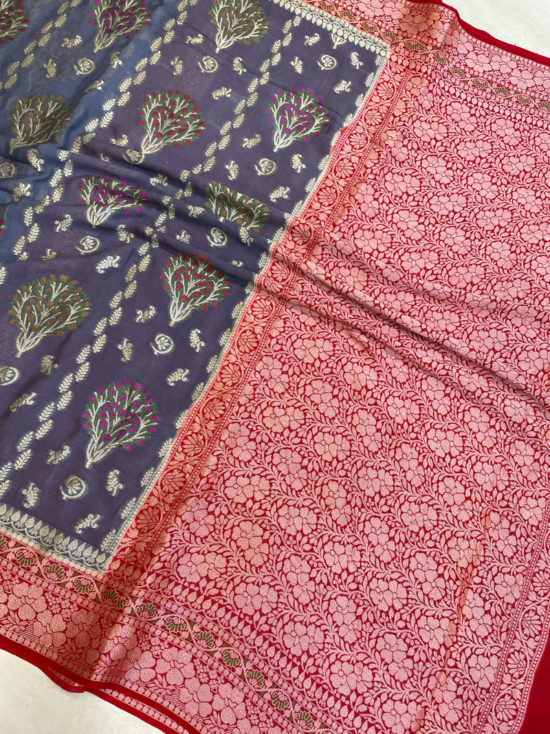 Pure Chiffon Khaddi Banarasi Saree - The Handlooms