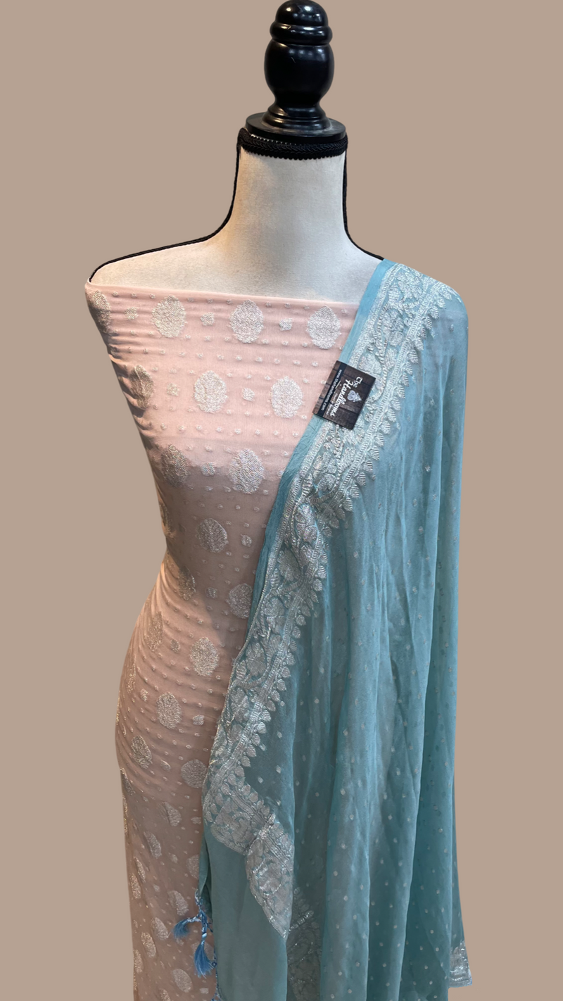 Pure Khaddi Georgette Banarasi Dress material - The Handlooms