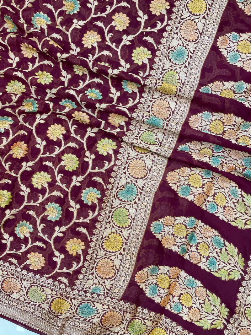 Pure Chiffon Khaddi Banarasi Saree - The Handlooms