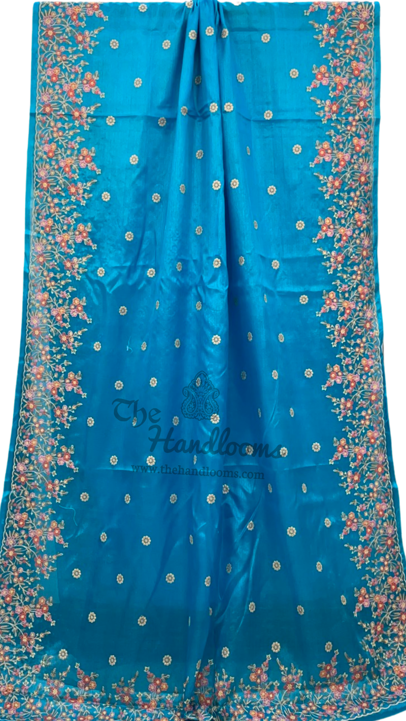 Tussar Silk Handloom Banarasi Saree With Chikankari - The Handlooms