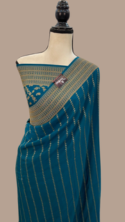 Pure Khaddi Crepe Georgette Banarasi Saree -  Antique zari - The Handlooms