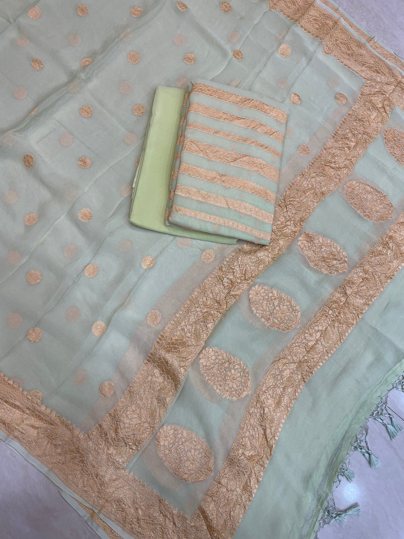 Pure Khaddi Georgette Banarasi Dress material - The Handlooms