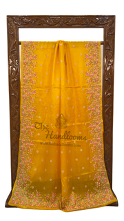 Tussar Silk Handloom Banarasi Saree With Chikankari - The Handlooms