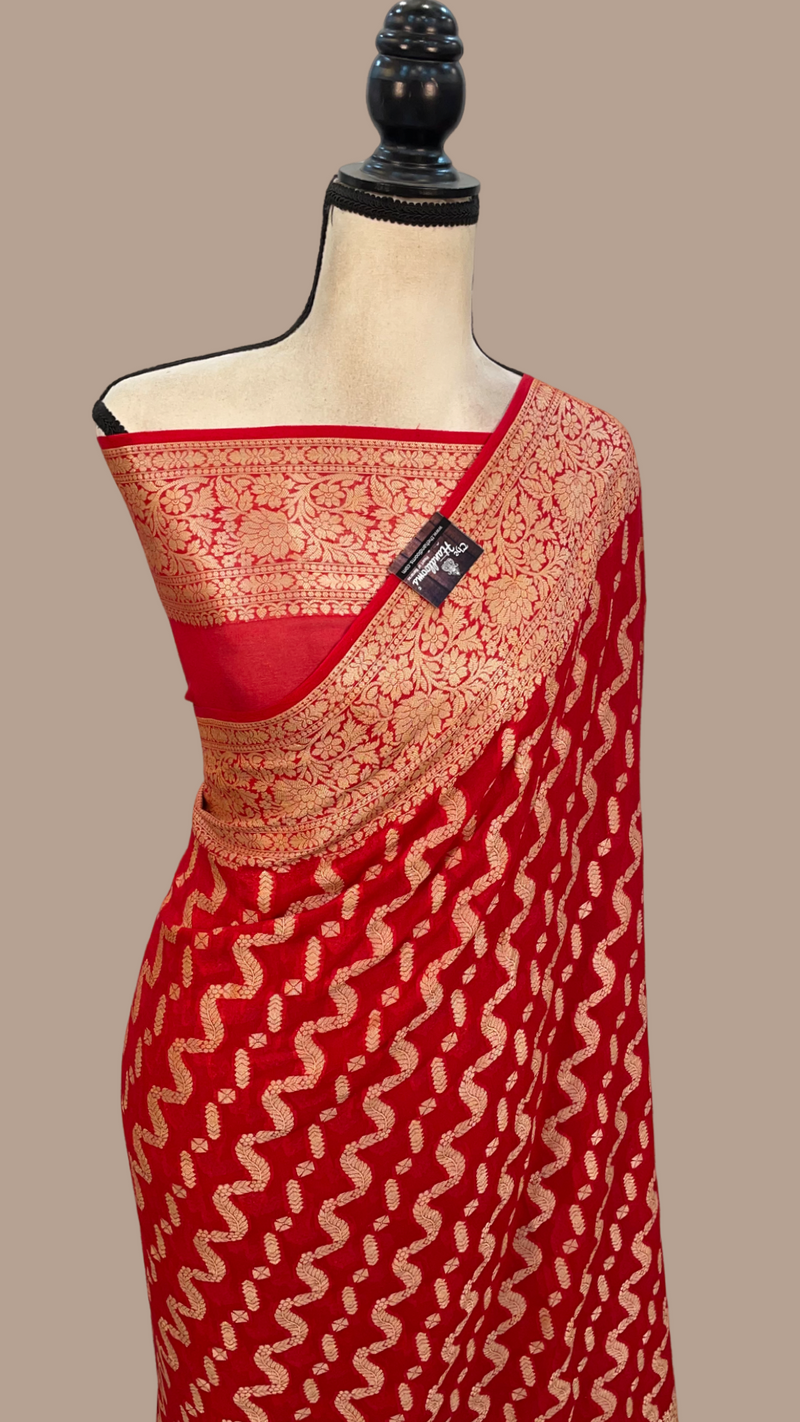 Pure Chiffon Khaddi Banarasi Saree - The Handlooms
