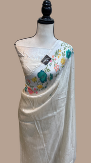 Tussar Georgette Handloom Banarasi Saree - Paithani Border - The Handlooms