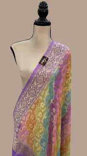 Pure Khaddi Georgette Dupatta - water zari - The Handlooms