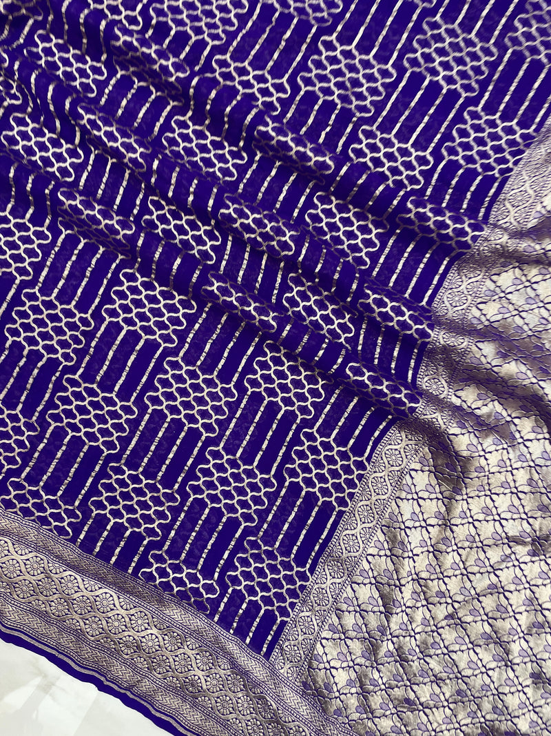 Khaddi Georgette Handloom Banarasi Saree - The Handlooms