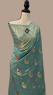 Pure Dupion Silk Banarasi Saree - Gold Zari - The Handlooms