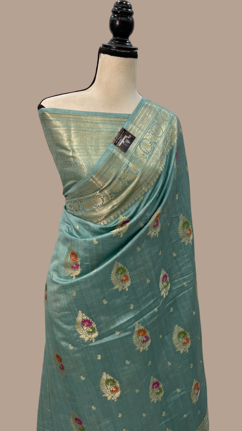 Pure Dupion Silk Banarasi Saree - Gold Zari - The Handlooms