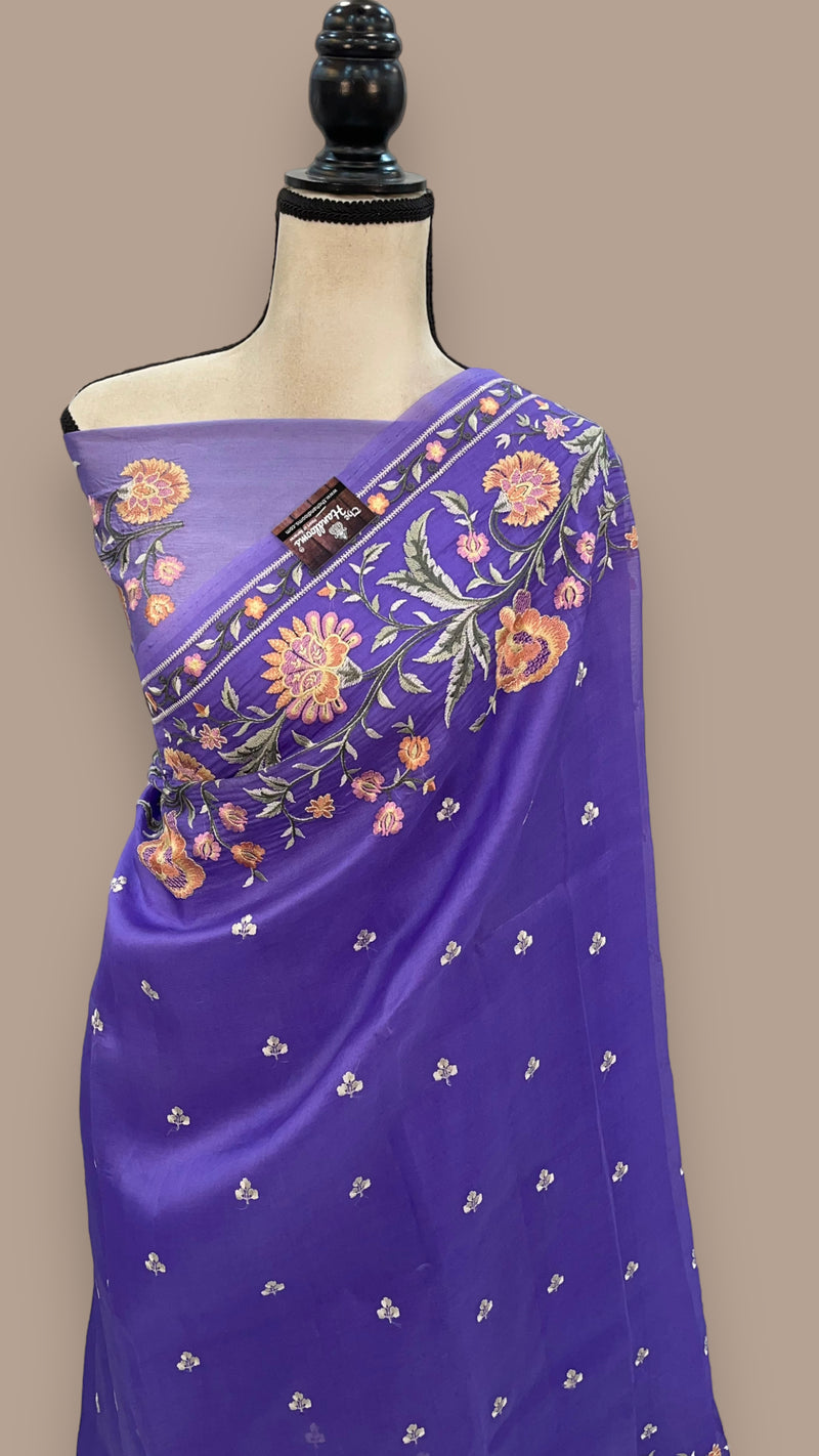 Pure Organza Chikankari Handloom Banarasi Saree - The Handlooms