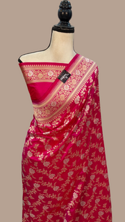 Pure Katan Silk Banarasi Handloom Saree - All over Sona Roopa Jaal work - The Handlooms