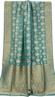 Pure Katan Silk Banarasi Handloom Saree - All over Sona Roopa Jaal work - The Handlooms
