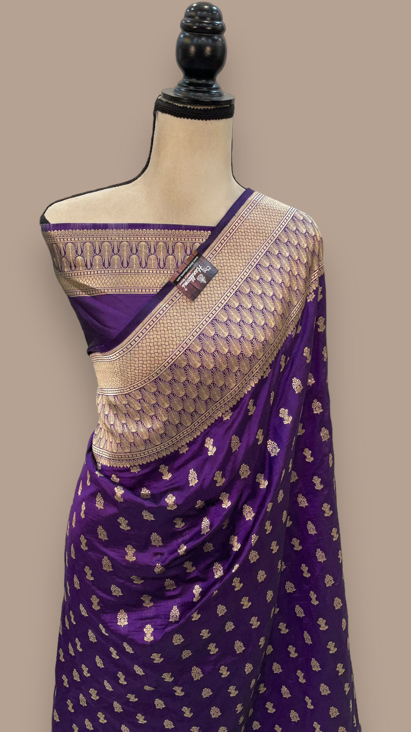 Pure Katan Silk Banarasi Handloom Saree - All over Jaal work - The Handlooms