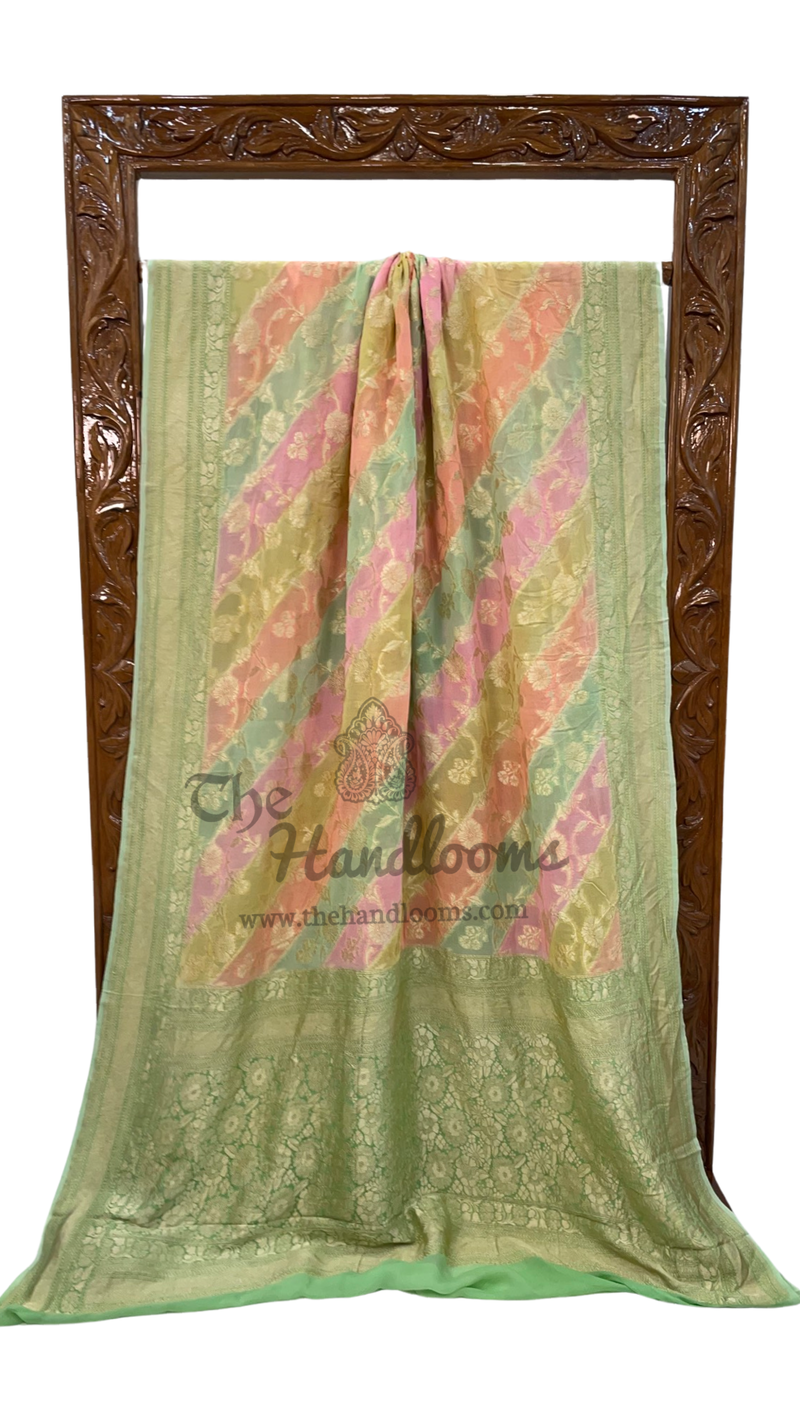 Rangkat Pure Khaddi Georgette Handloom Banarasi Saree - The Handlooms