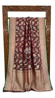 Pure Katan Silk Banarasi Handloom Saree - All over Sona Roopa Jaal work - The Handlooms