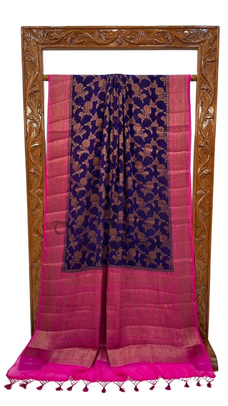 Pure Chiffon Khaddi Banarasi Saree - The Handlooms