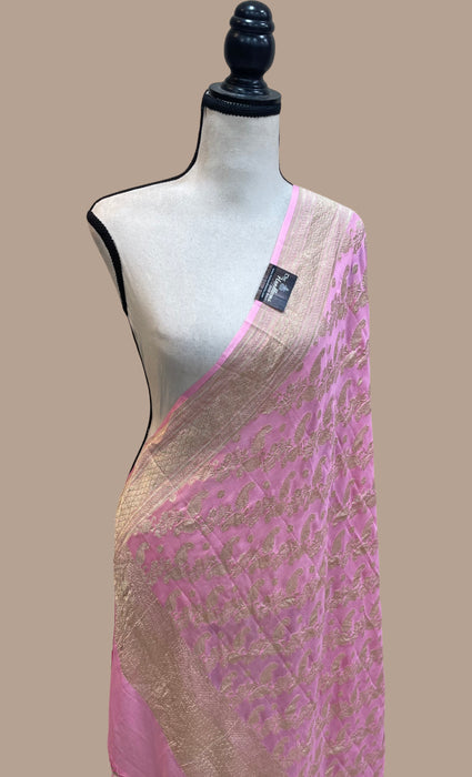 Pure Khaddi Georgette Dupatta - water zari - The Handlooms